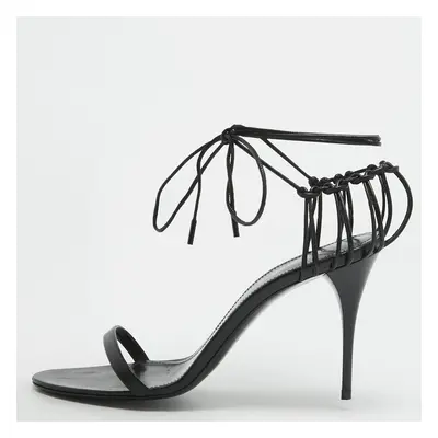 Saint Laurent Black Leather Ankle Strap Sandals Size