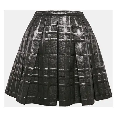 Burberry Black Checked Lurex Pleated Mini Skirt Yrs