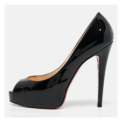 Christian Louboutin Black Patent Leather Very Prive Pumps Size 38.5