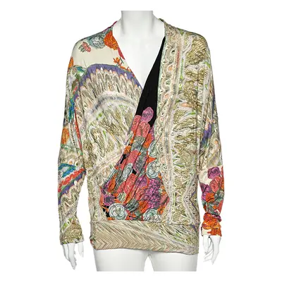 Class Cavalli Multicolor Printed Knit Draped Top