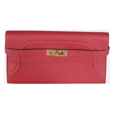 Hermes Rouge Grenat Swift Ghillies Kelly Longue Wallet GHW