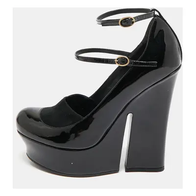 Saint Laurent Black Patent Leather Block Heel Pumps Size