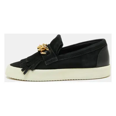 Giuseppe Zanotti Black Suede Fringed Slip On Sneakers Size