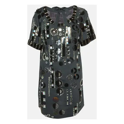 Chloe Ardoise Grey Wool Embellished Shift Dress