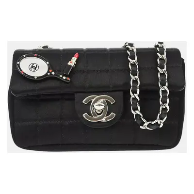 Chanel Black Satin Choco Bar Lipstick Shoulder Bag