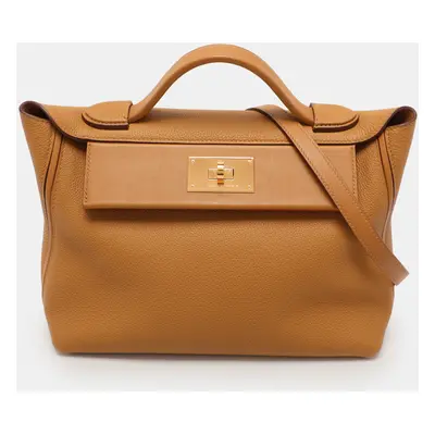 Hermes Jaune Ambre Togo and Swift Leather Gold Tone Finish 24/24 Bag