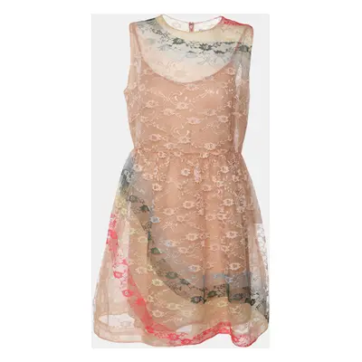 RED Valentino Beige Lace Knit Mini Dress