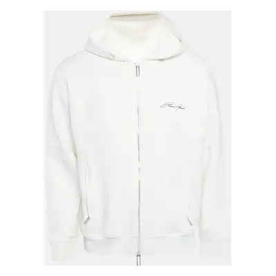 Emporio Armani White Neoprene Zip-Up Hoodie