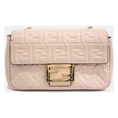 Fendi Pink Leather Baguette Chain Shoulder Bag