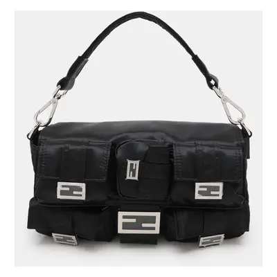 Fendi Black Nylon Multipocket Baguette Bag