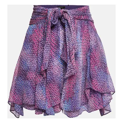 Isabel Marant Blue Print Silk Mini Wrap Skirt