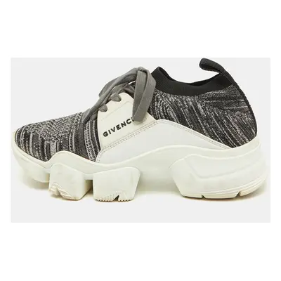 Givenchy Grey/White Knit Fabric and Rubber Jaw Low Top Sneakers Size