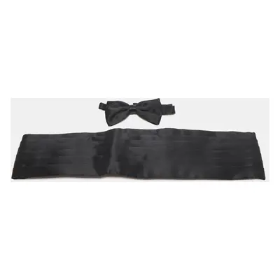 Brioni Black Silk Cummerbund and Bow Tie Set