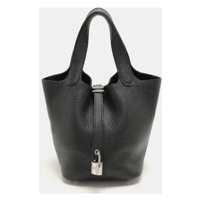 Hermes Black Togo Leather Picotin Lock Bag