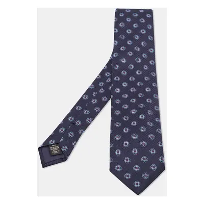 Ermenegildo Zegna Blue Floral Pattern Silk Tie