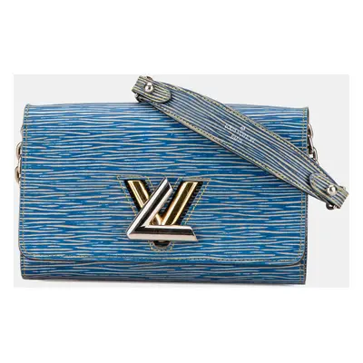 Louis Vuitton Blue Leather Louis Vuitton Epi Denim Twist Wallet on Chain