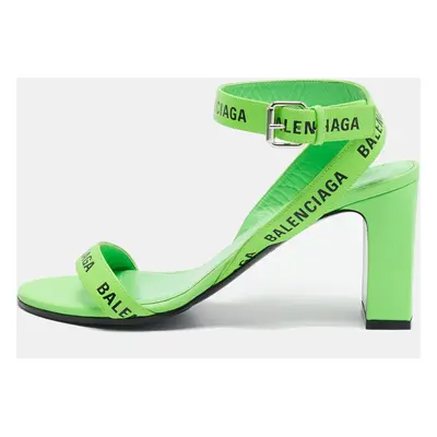 Balenciaga Green Leather Ankle Strap Sandals Size