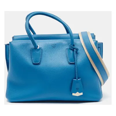 MCM Blue Leather Medium Milla Tote