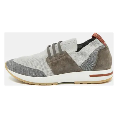 Loro Piana Grey Knit Fabric and Suede Flexy Walk Sneakers Size