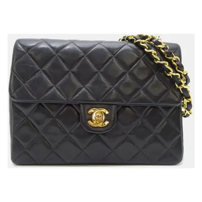 Chanel Lambskin Black Matelasse Chain Shoulder Bag