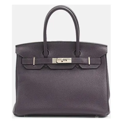 Hermes Purple Leather Togo Birkin Purple Bag