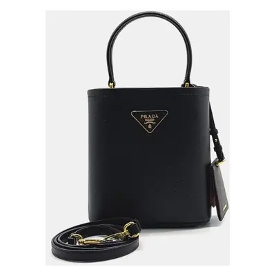 Prada Black Leather Saffiano Pannier Tote Bag