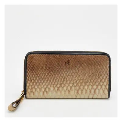 Lanvin Beige Python Zip Around Wallet