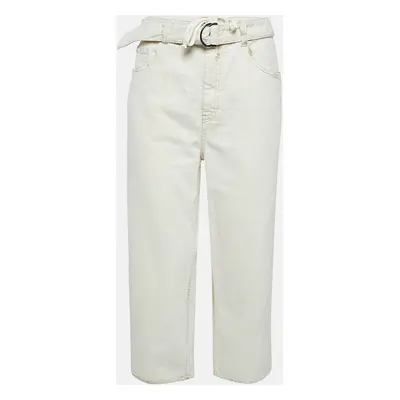 Brunello Cucinelli Cream Cotton Belted Trousers