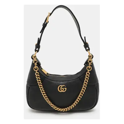 Gucci Black Leather Small Aphrodite Shoulder Bag