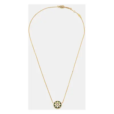 Dior Rose Des Vents Malachite Diamond 18k Yellow Gold Necklace