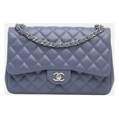 Chanel Purple Jumbo Classic Lambskin Double Flap