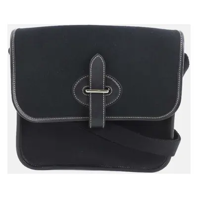 Hermes Black Canvas Buenaventura Shoulder Bag