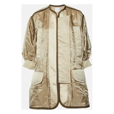 Sacai Beige Quilted Ripstop Oversized Coat