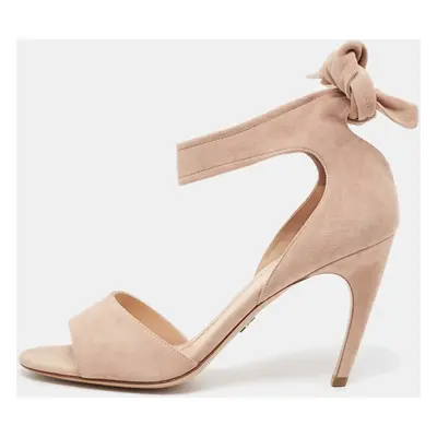 Dior Beige Suede La Belle Open Toe Ankle Wrap Sandals Size 40.5