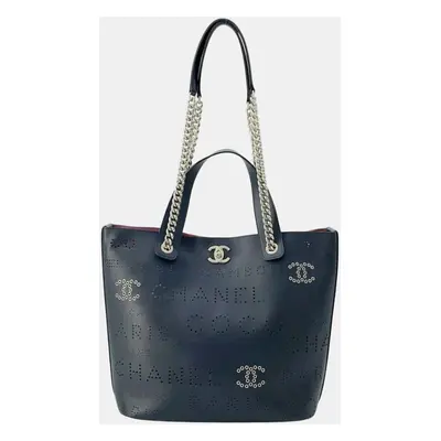 Chanel Coco Mark Punching Leather Tote Bag