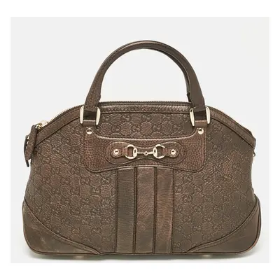 Gucci Dark Brown Guccissima Leather Catherine Dome Satchel