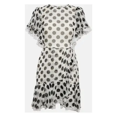 Dolce & Gabbana White Polka Dot Print Ruffled Mini Dress