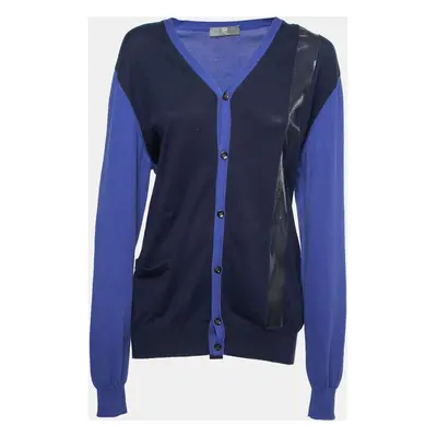 McQ by Alexander McQueen Blue Knit Button Front Long Sleeve Cardigan