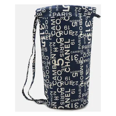 Chanel Canvas Logo Shoulder Bag Blue Canvas