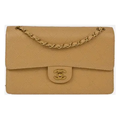 Chanel Beige Calfskin Medium Classic Double Flap Bag