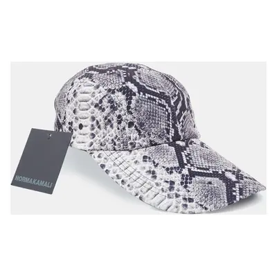 Norma Kamali Black/White Python Print Poly Lycra Long Bill Baseball Cap