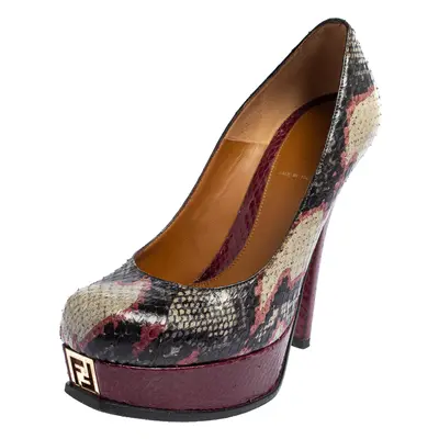 Fendi Multicolor Python Fendista Platform Pumps Size