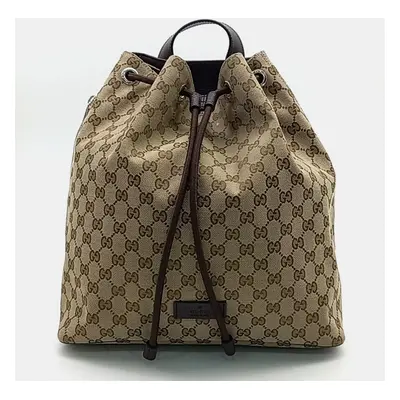 Gucci Beige Brown Coated Canvas backpack bag