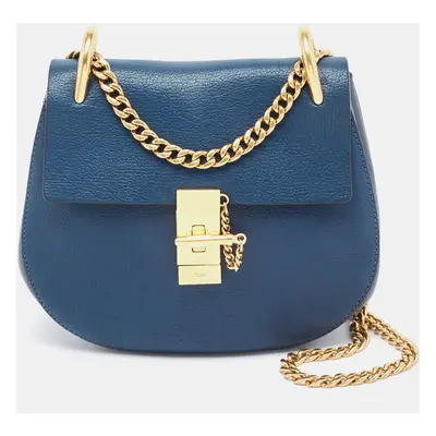 Chloe Blue Leather Medium Drew Shoulder Bag