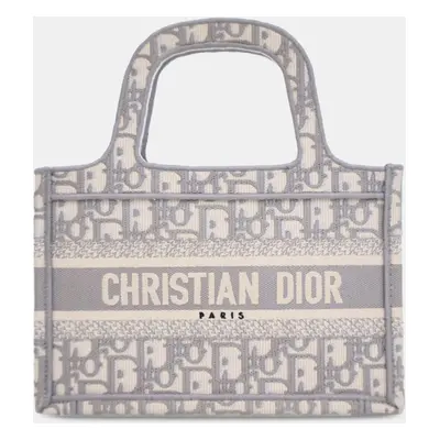 Dior Grey Canvas Dior Mini Oblique Book Tote Bag