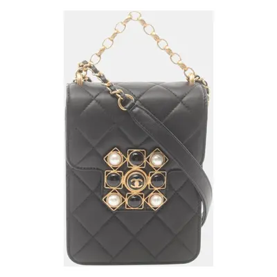 Chanel Lambskin Black Matelasse Shoulder Bag