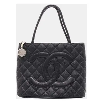 Chanel Black Caviar Skin Reproduction Matelasse Coco Mark Tote Bag