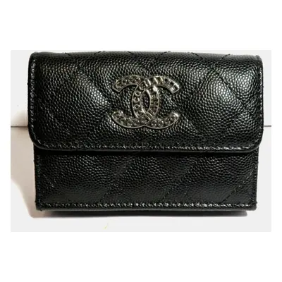 Chanel Black Caviar Skin Small Flap Wallet