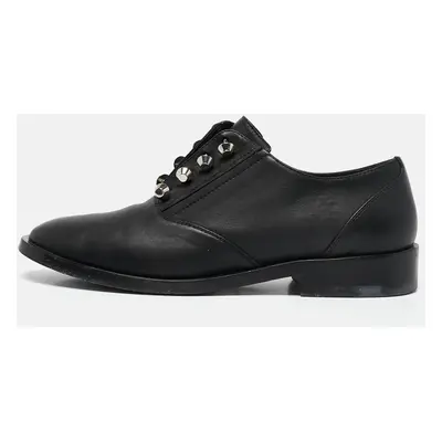 Balenciaga Black Leather Pierced Oxfords Size