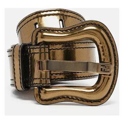 Fendi Gold Patent Leather B Buckle Belt 95CM